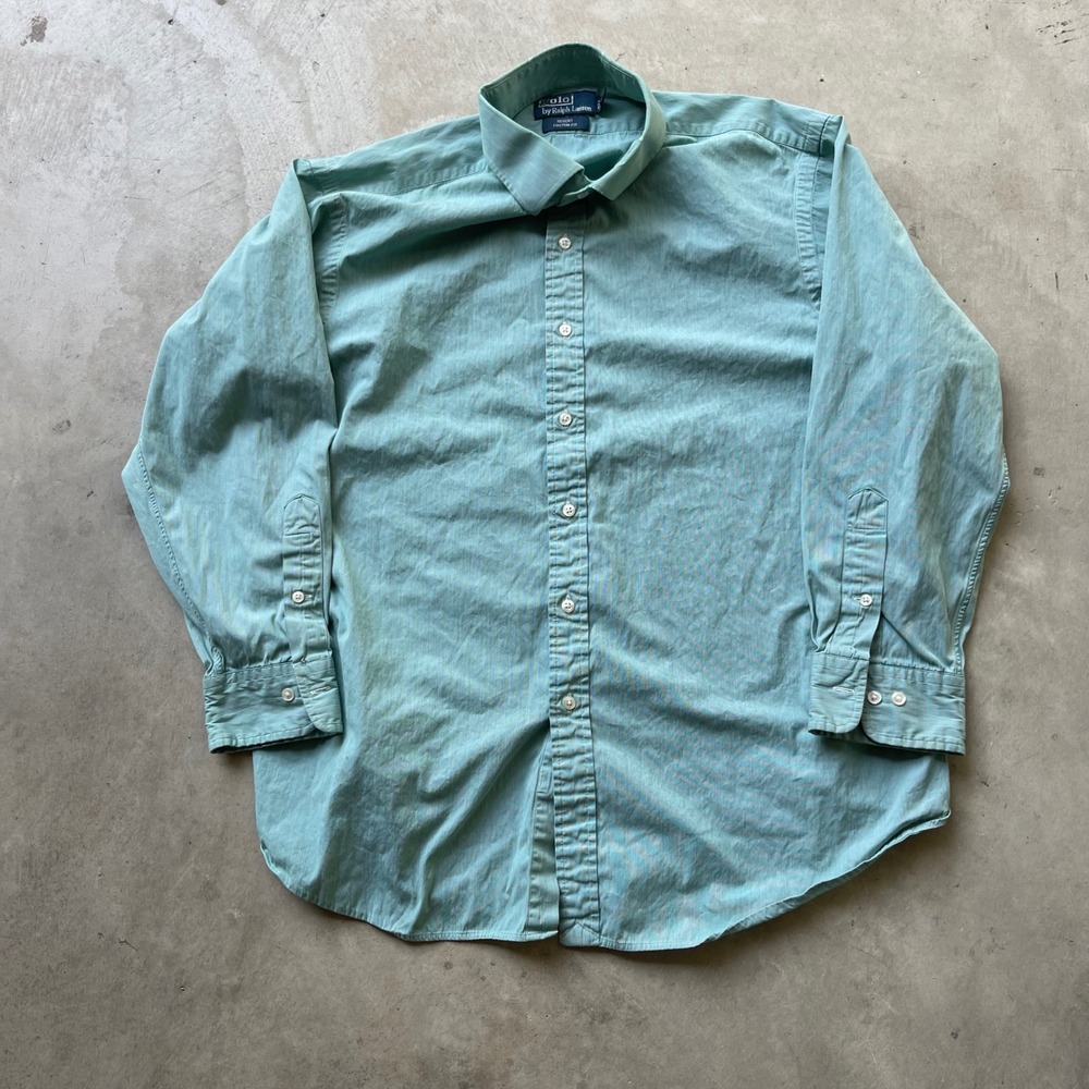 Polo Ralph Lauren Regent Custom Fit Button Down Shirt Teal Green Mens 17.5 32/33